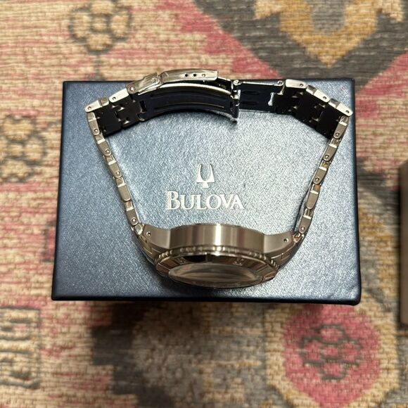 Bulova Men's Marine Star Chronograph Quartz Watch Calendar 96G51 Black Dial - Picture 6 of 9